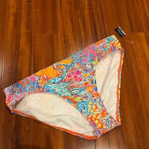 Ralph Lauren Bikini Bottom Swim Orange Multi Tropical Paisley Print New Size 12